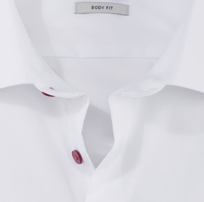 Olymp Camicia olymp bianca slim fit con bottoni malva Offerte