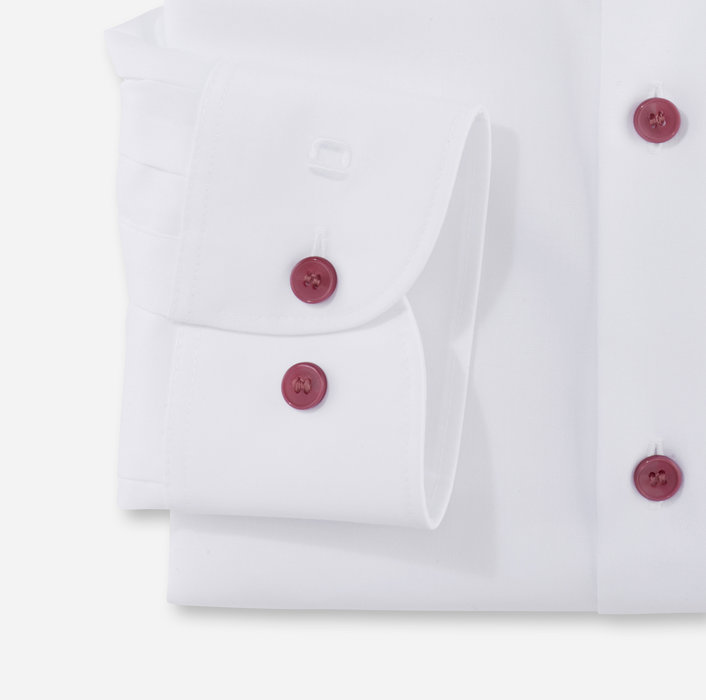 Olymp Camicia olymp bianca slim fit con bottoni malva Offerte