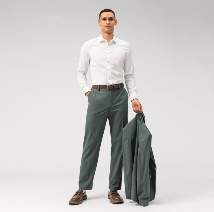 Olymp Camicia olymp bianca slim fit con bottoni verde Hotsell