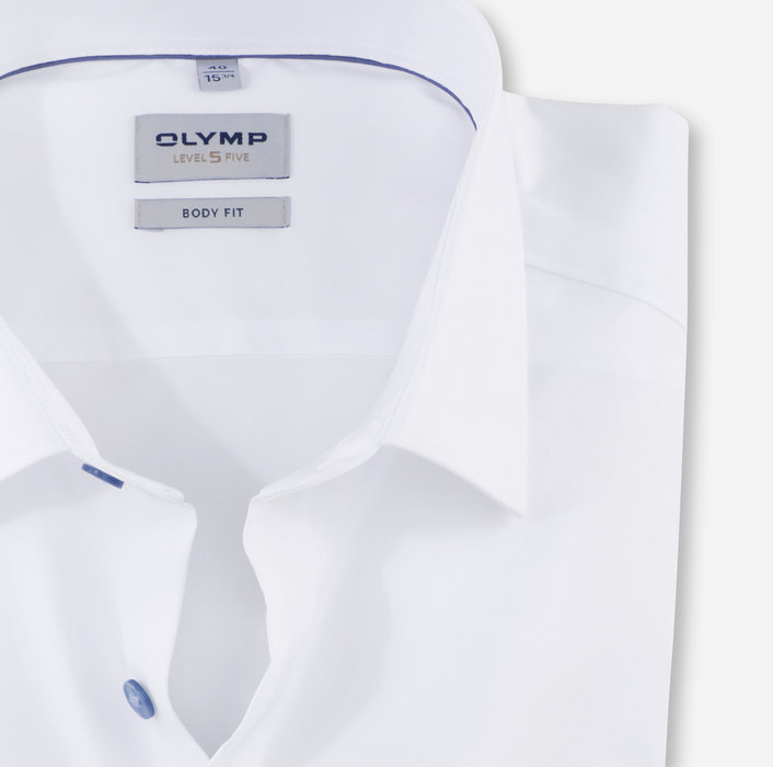 Olymp Camicia elegante bianca olymp slim fit con bottoni azzurro Vendita Calda