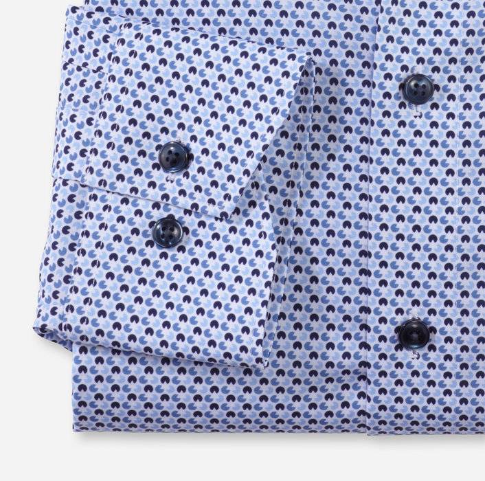 Olymp Camicia olymp celeste in cotone popeline stampato modern fit I Più Venduti