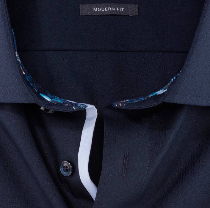 Olymp Camicia blu scuro olymp luxor puro cotone facile stiro Negozio