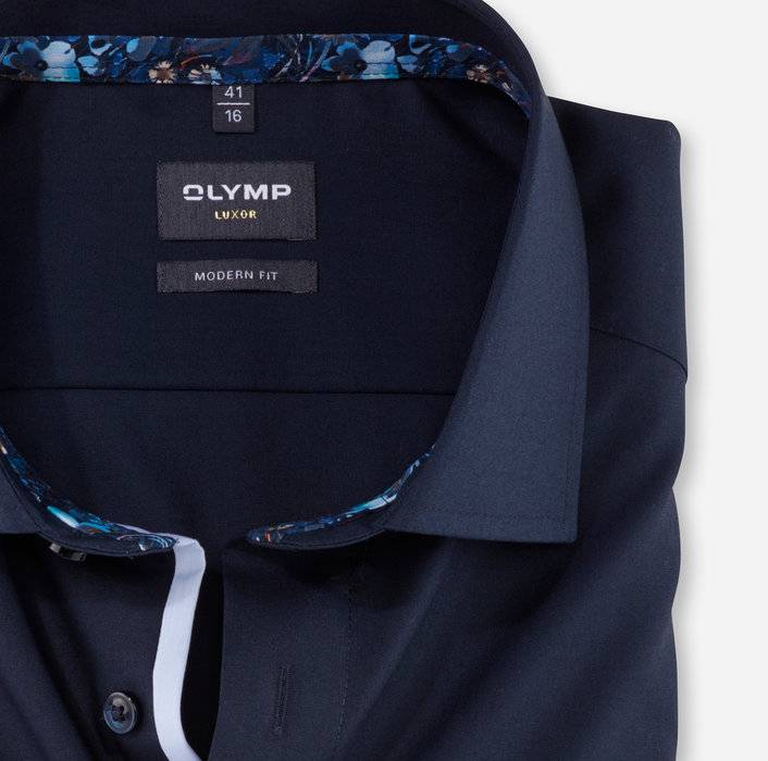 Olymp Camicia blu scuro olymp luxor puro cotone facile stiro Negozio