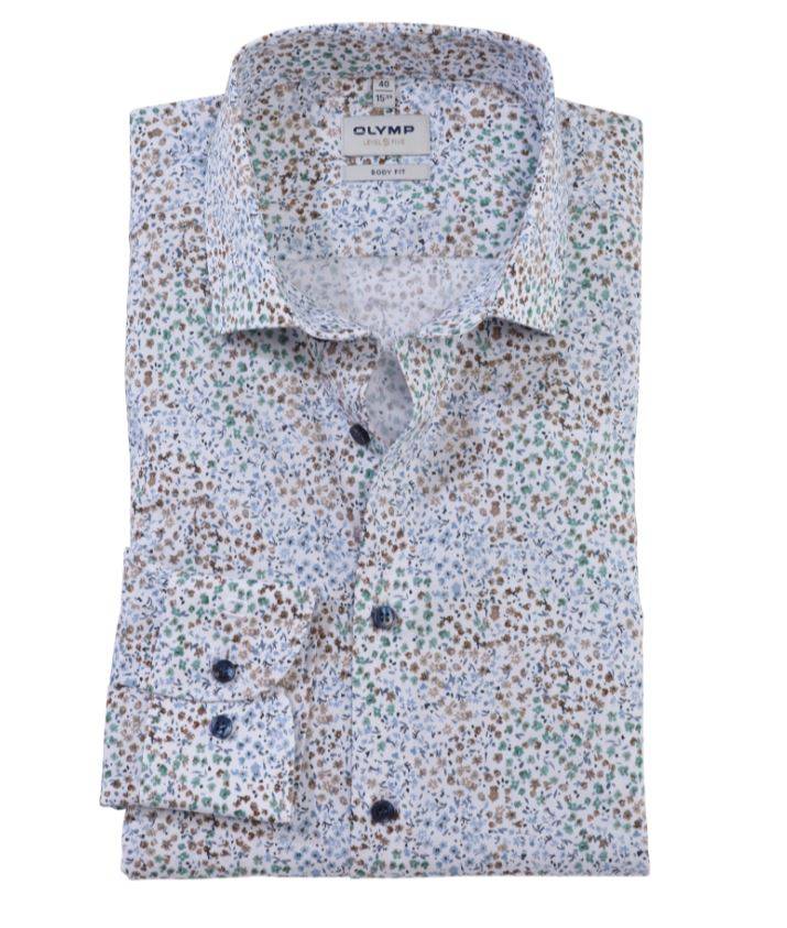 Olymp Camicia olymp fantasia floreale slim fit in cotone stretch Nuova