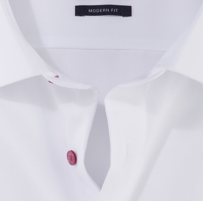 Olymp Camicia bianca olymp modern fit con bottoni malva Sconto di tempo limitato