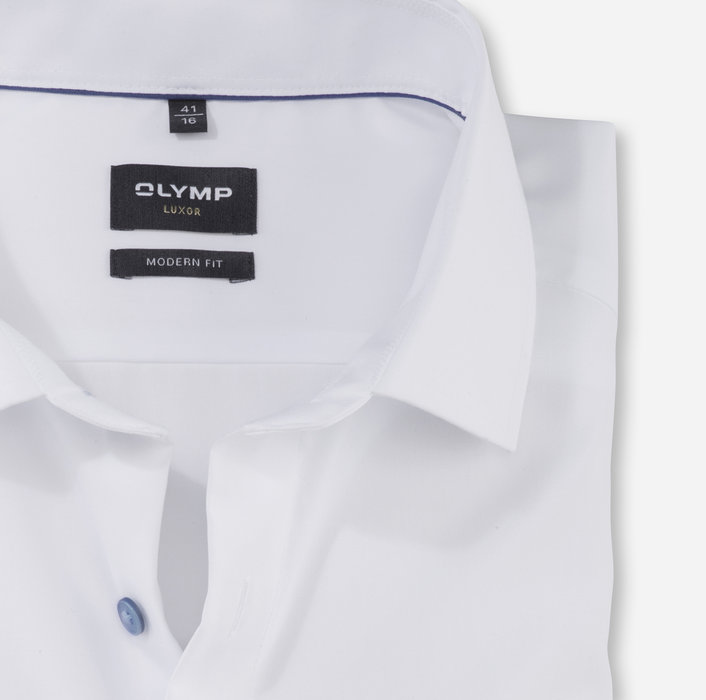 Olymp Camicia bianca olymp modern fit con bottoni azzurro Prezzo di fabbrica
