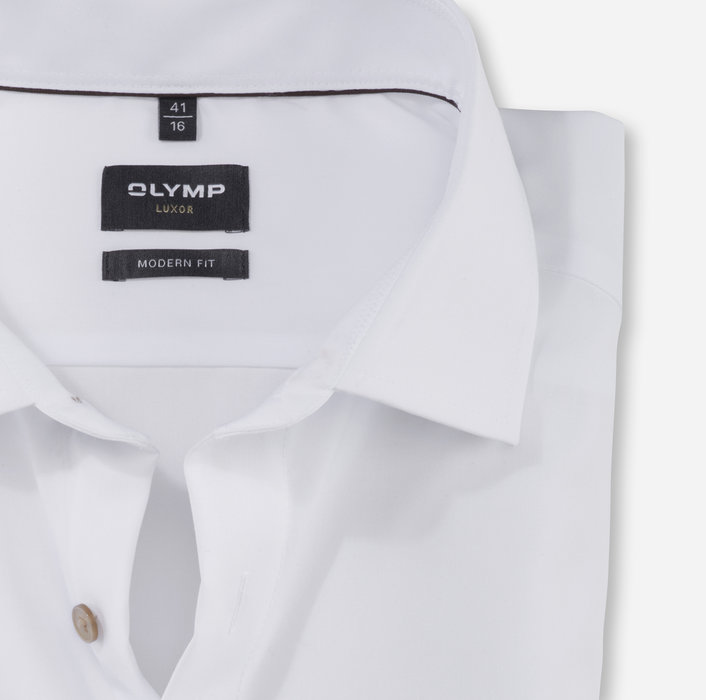 Olymp Camicia bianca olymp modern fit con bottoni beige Offerta speciale