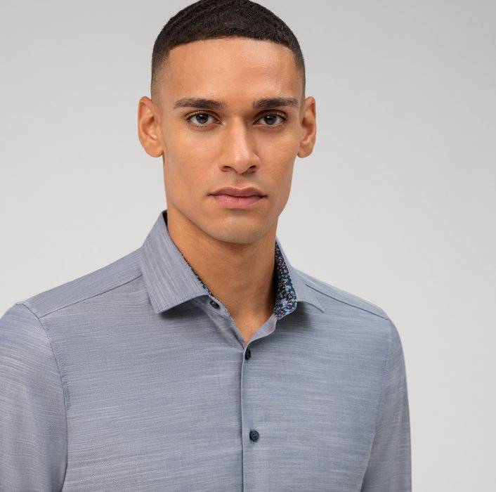 Olymp Camicia olymp blu marine level five slim fit cotone stretch Comprare a buon mercato