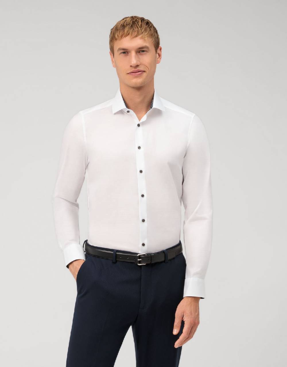 Olymp Camicia olymp bianca level five slim fit cotone stretch Fornitura limitata
