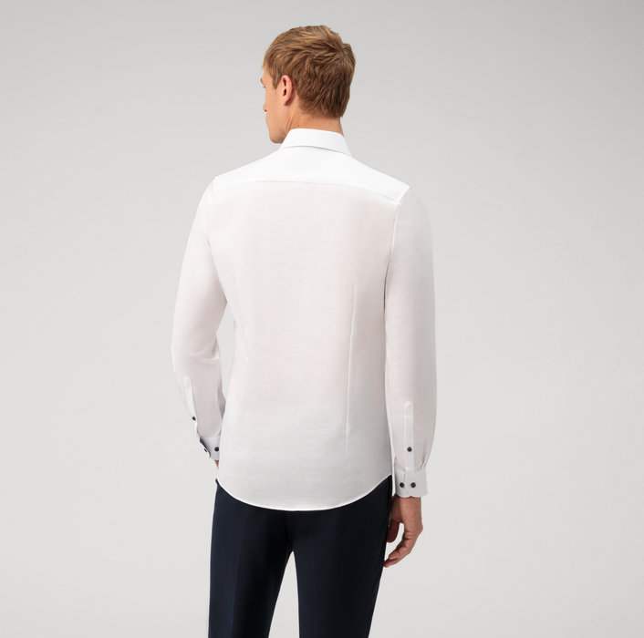 Olymp Camicia olymp bianca level five slim fit cotone stretch Fornitura limitata