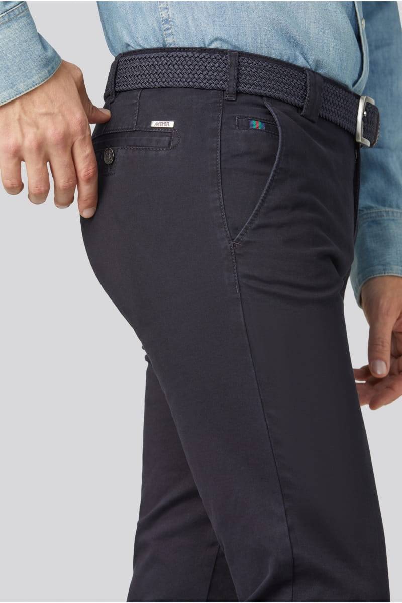 Meyer Pantalone blu meyer in cotone stretch regular fit Offerte giornaliere