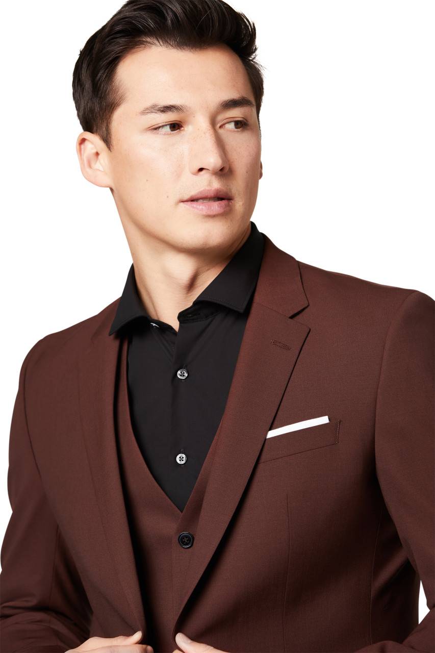 Digel Abito slim fit digel marrone rossastro misto lana bi-stretch Esporta salva