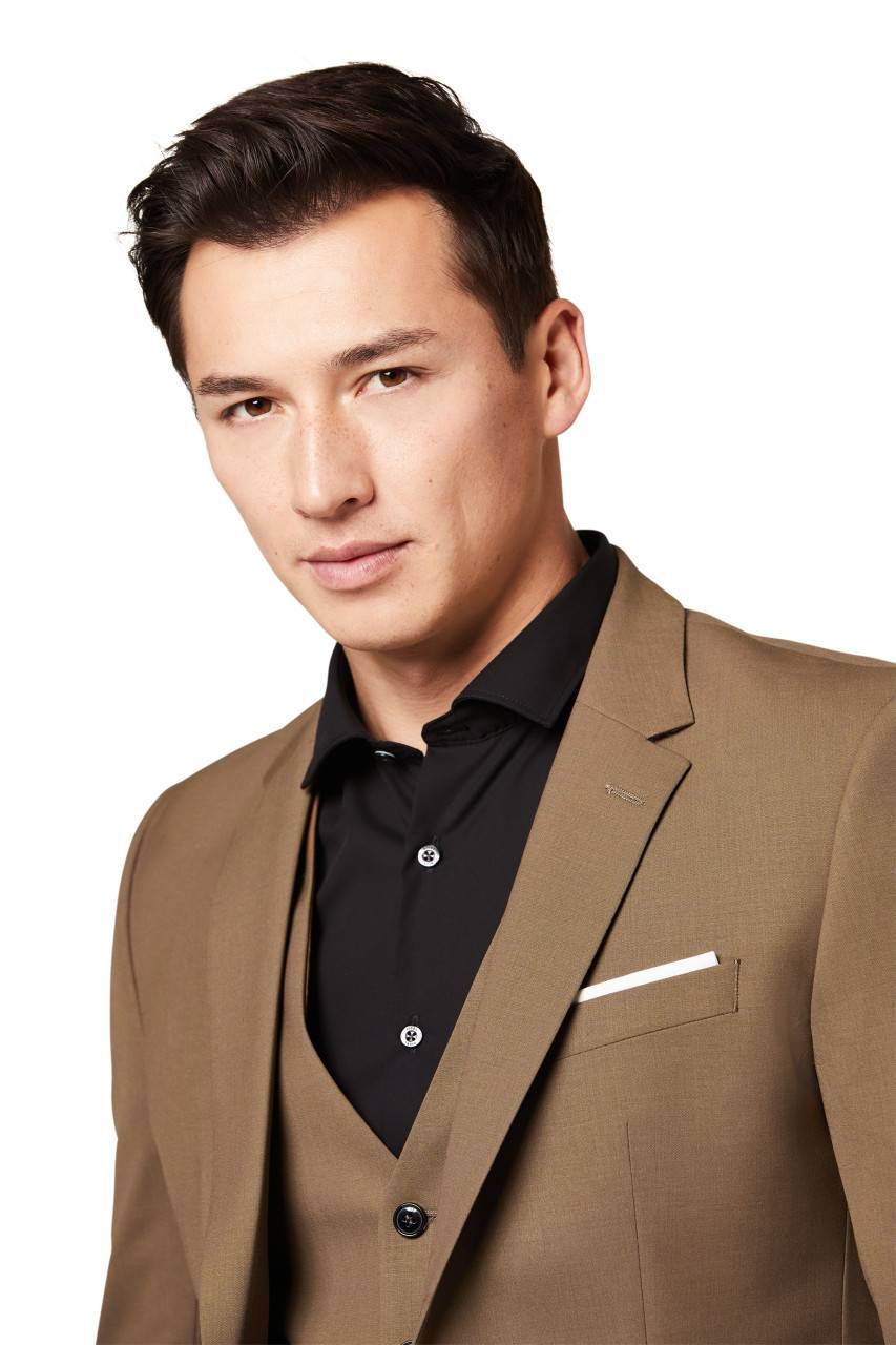 Digel Abito slim fit digel marrone chiaro misto lana bi-stretch Black Friday Prezzi