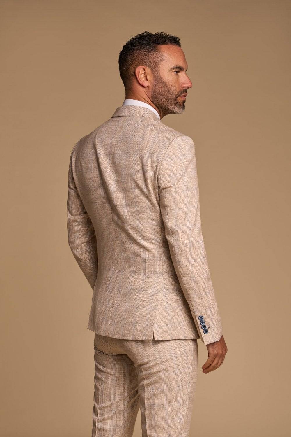 House of Cavani Abito cavani doppiopetto beige a quadri slim fit Qualità