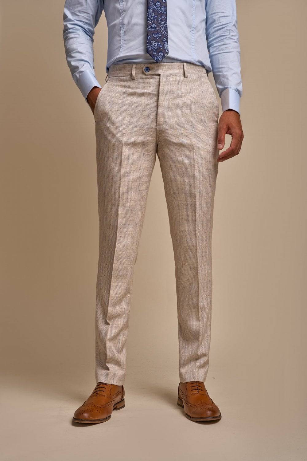 House of Cavani Abito cavani doppiopetto beige a quadri slim fit Qualità