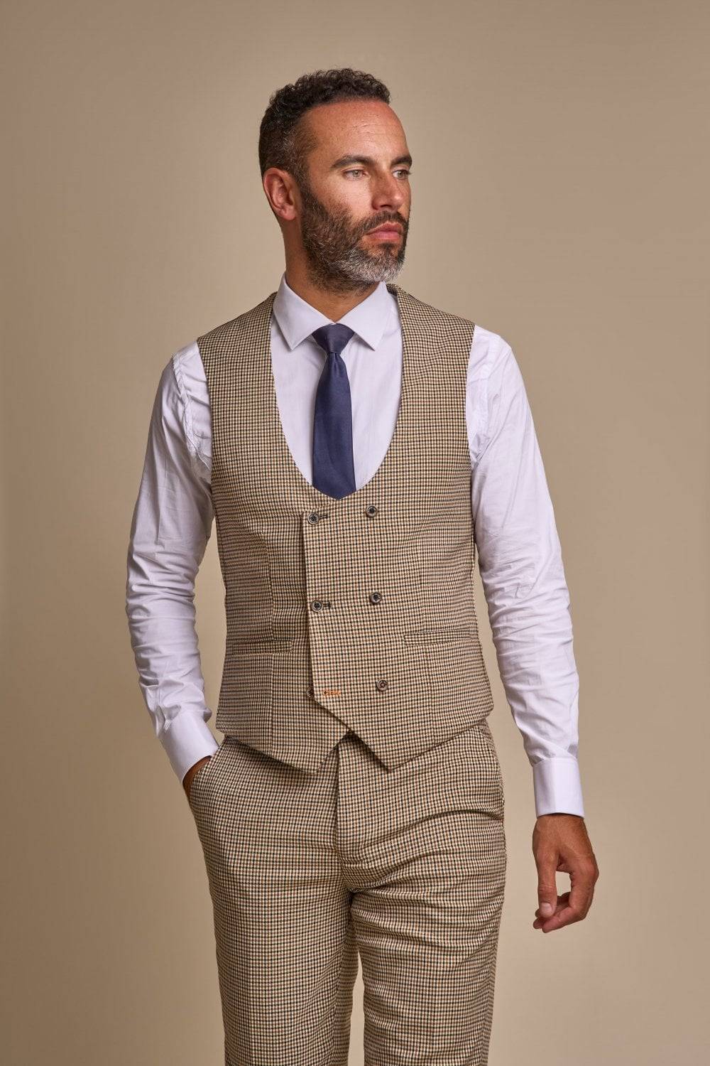 House of Cavani Abito cavani a pied de poule slim fit con panciotto Pezzi Unici