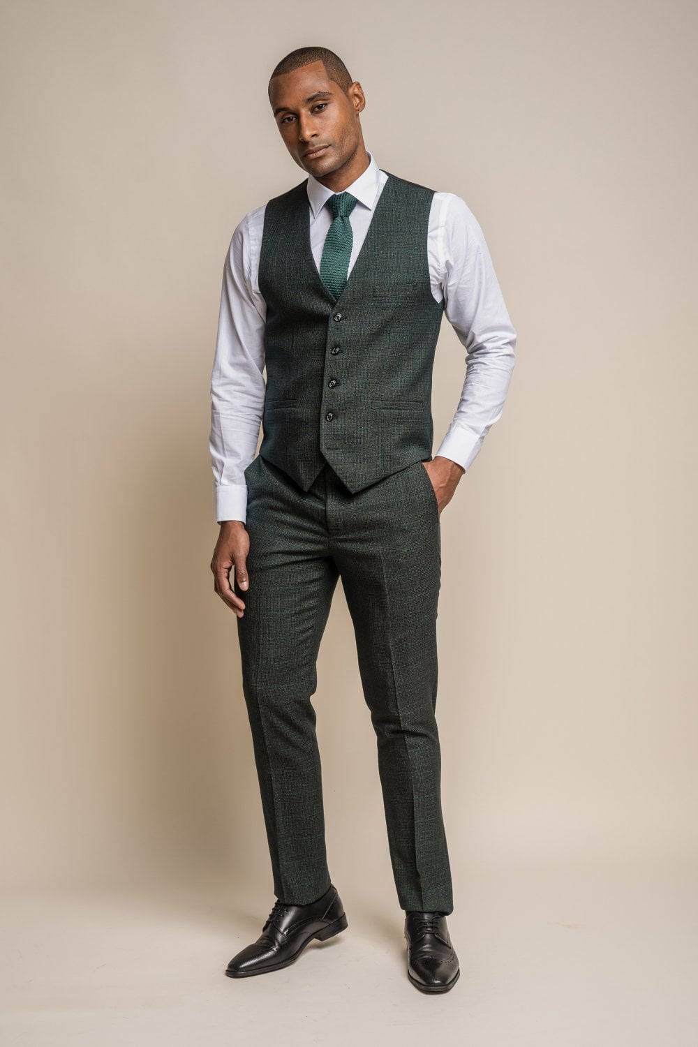 House of Cavani Abito cavani verde a quadri in tweed con panciotto Qualità Garantita