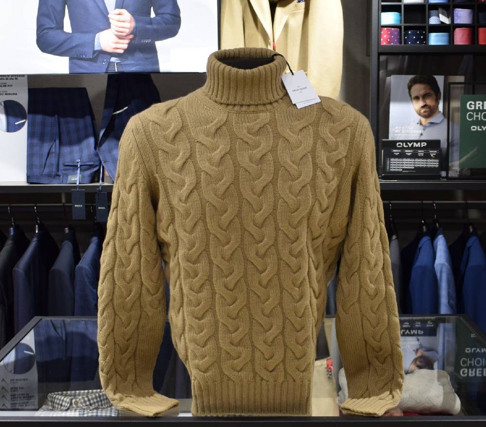 Gran Sasso Dolcevita a trecce cammello lana super geelong air wool Shopping Online