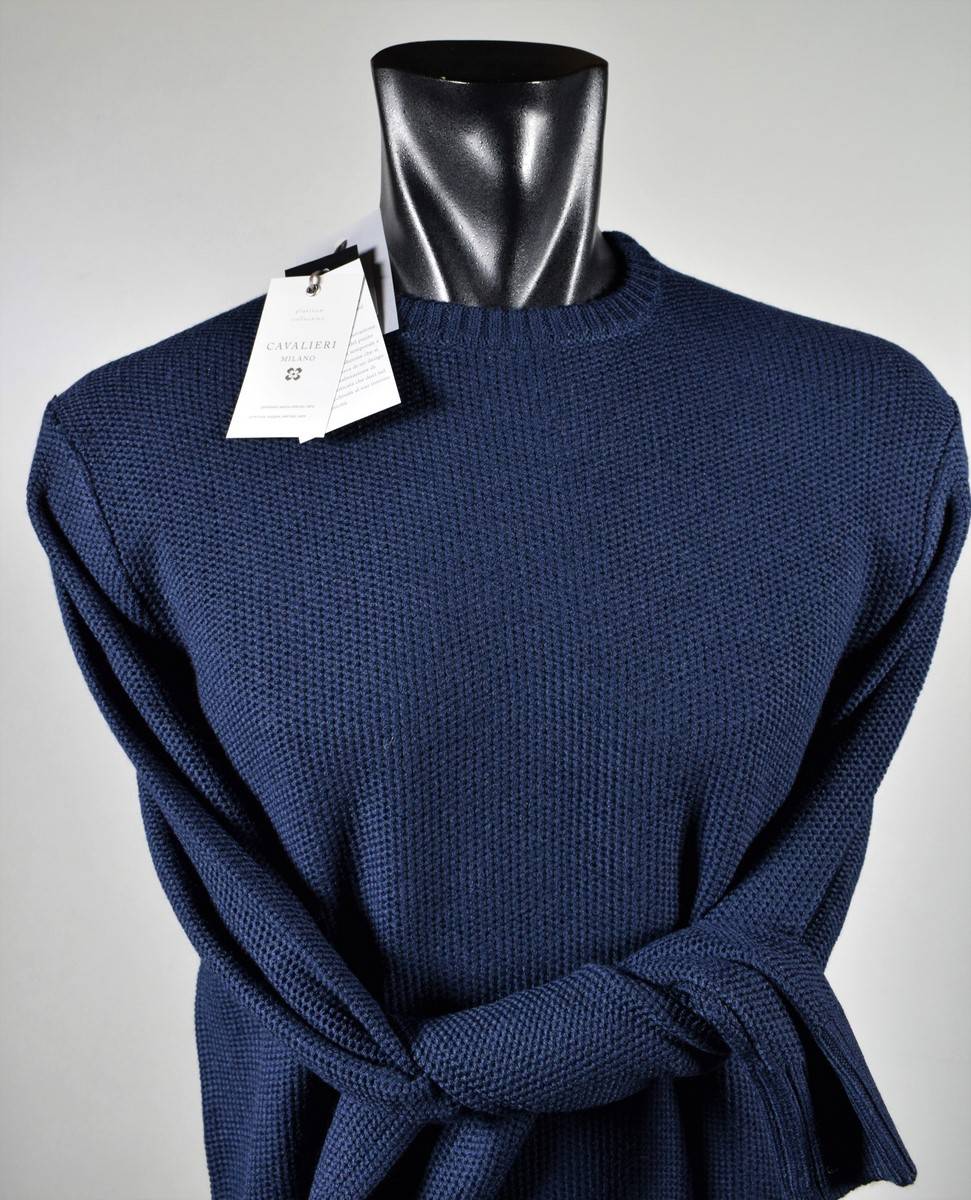 Cavalieri Milano Maglione paricollo blu cavalieri milano modern fit Economico