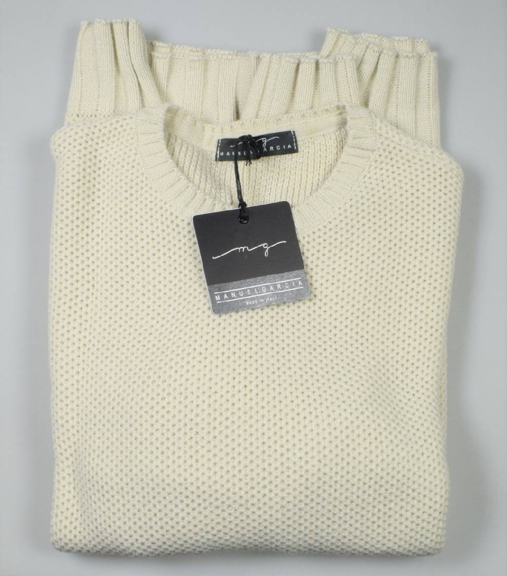 Manuel Garcia Maglione girocollo manuel garcia ecru misto lana Outlet