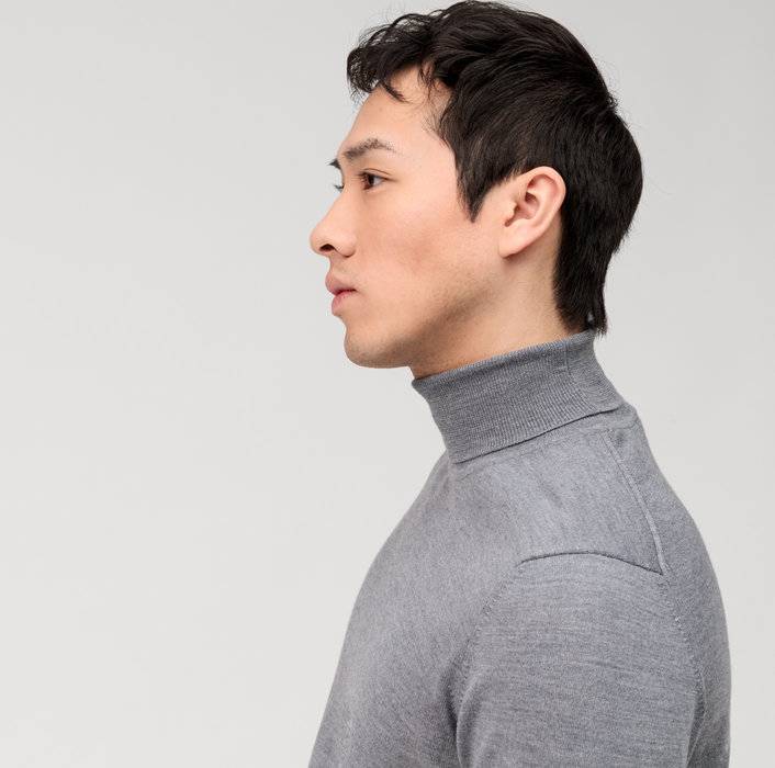 Olymp Maglione dolcevita grigio medio olymp in lana merino extra fine Negozio