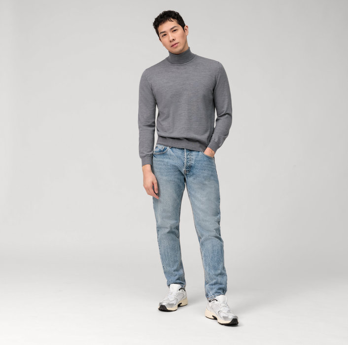 Olymp Maglione dolcevita grigio medio olymp in lana merino extra fine Negozio