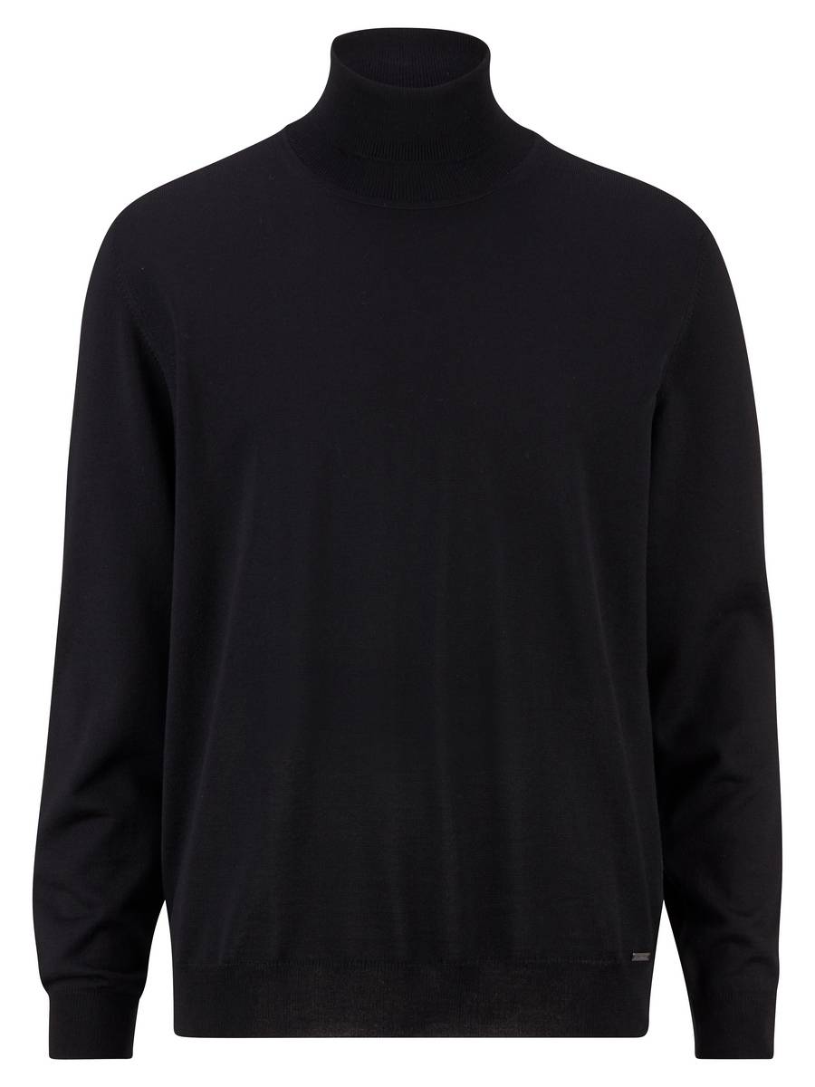 Olymp Maglione dolcevita nero olymp in lana merino extra fine Nuova