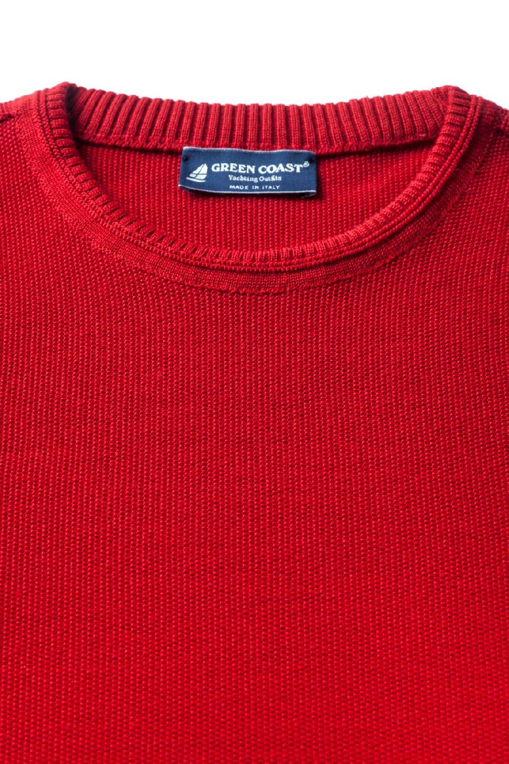 Green Coast Maglione regular fit a giro collo rosso green coast made in italy Prezzo di fabbrica