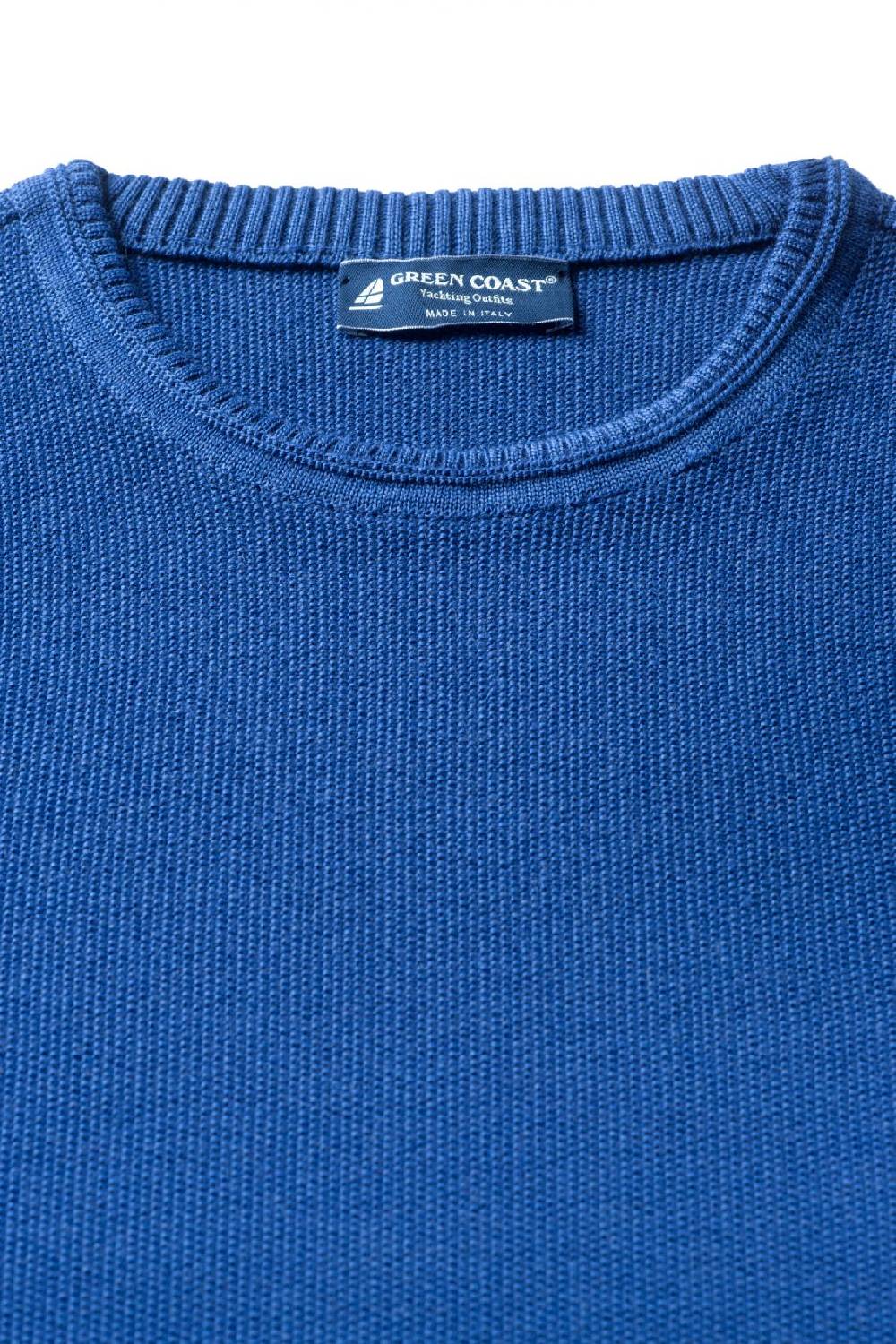 Green Coast Maglione regular fit a giro collo azzurro green coast made in italy Offerta speciale