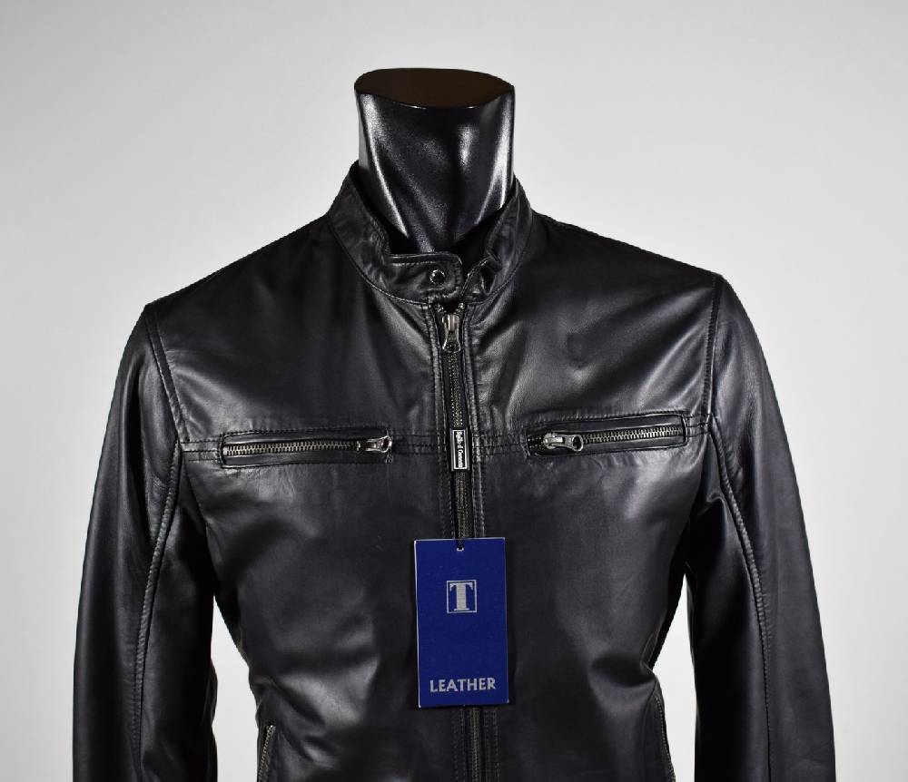 Talenti Giubbino in pelle nero a fondo dritto talenti primavera estate Black Friday