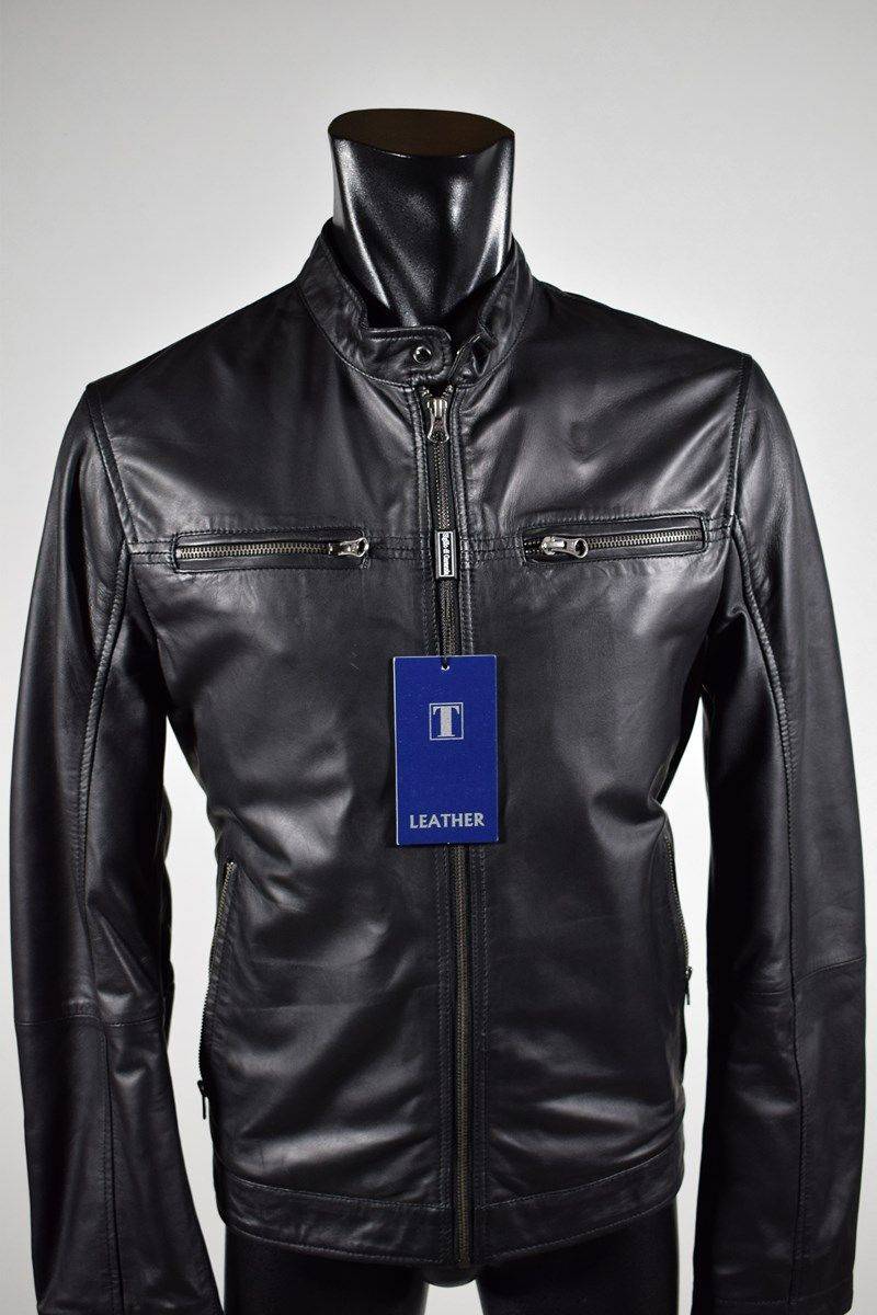 Talenti Giubbino in pelle nero a fondo dritto talenti primavera estate Black Friday