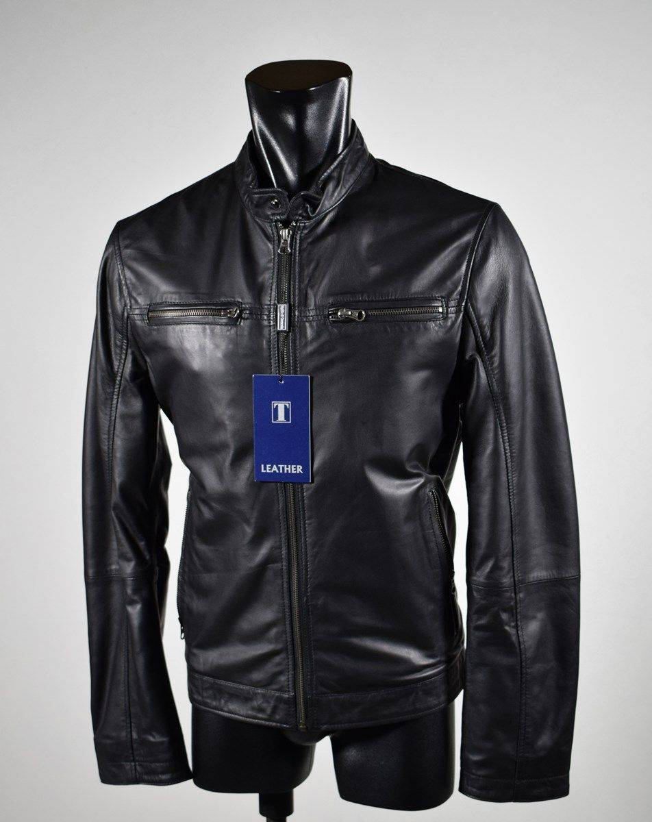 Talenti Giubbino in pelle nero a fondo dritto talenti primavera estate Black Friday