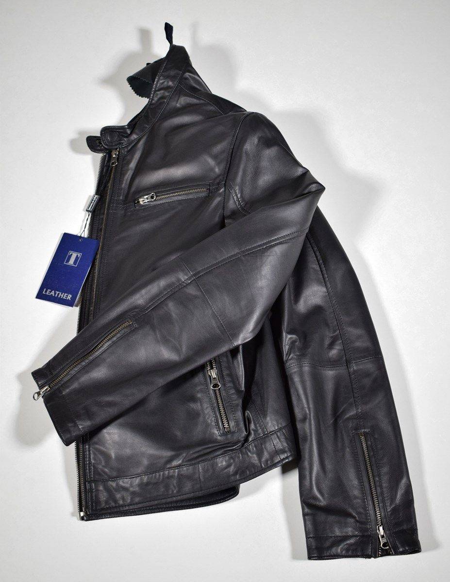 Talenti Giubbino in pelle nero a fondo dritto talenti primavera estate Black Friday