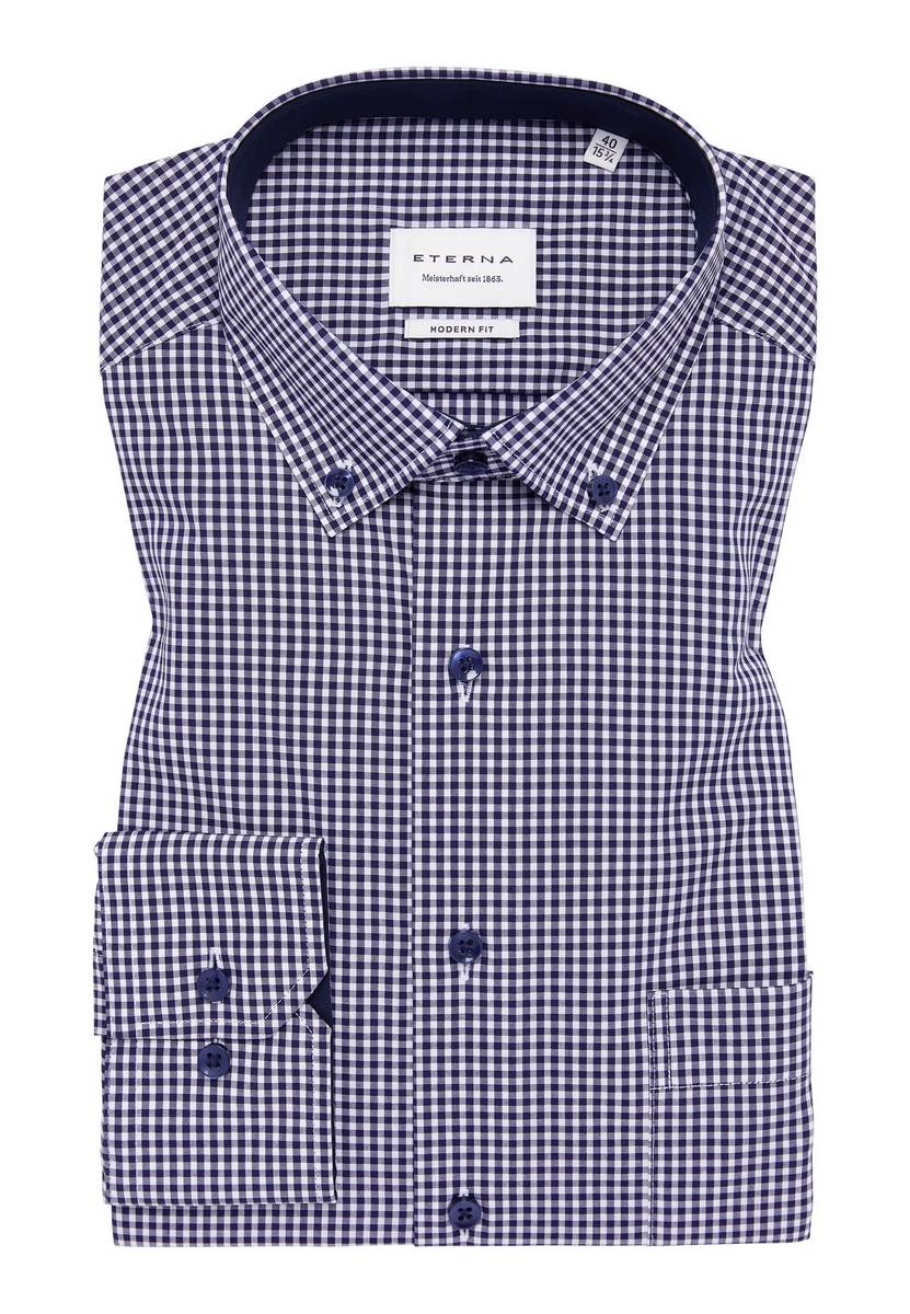 Eterna Camicia eterna a quadretti blu modern fit Offerte stagionali