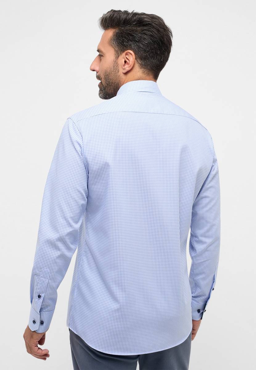 Eterna Camicia eterna a quadretti celeste modern fit Liquidazione