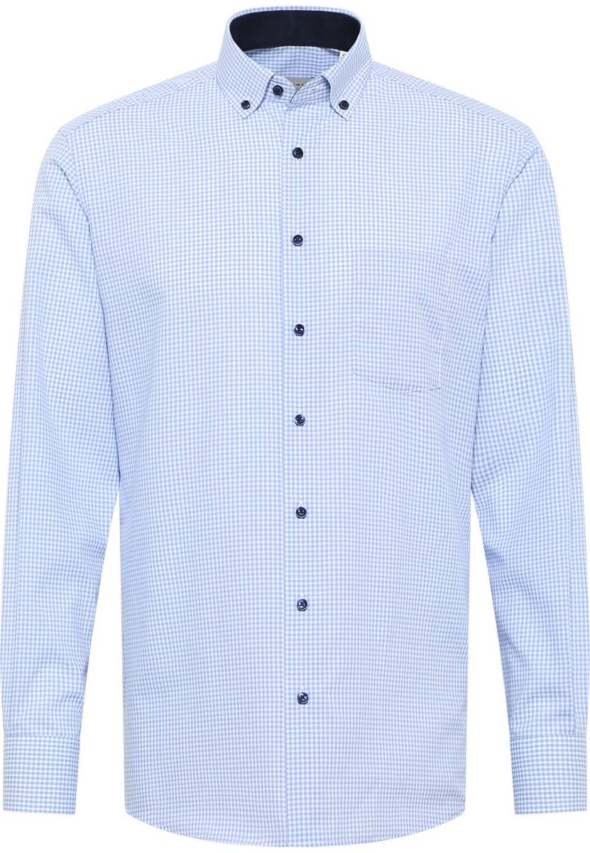 Eterna Camicia eterna a quadretti celeste modern fit Liquidazione