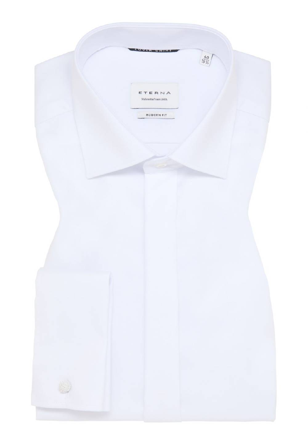 Eterna Camicia elegante eterna bianca modern fit polso doppio abbottonatura coperta Sconti VIP