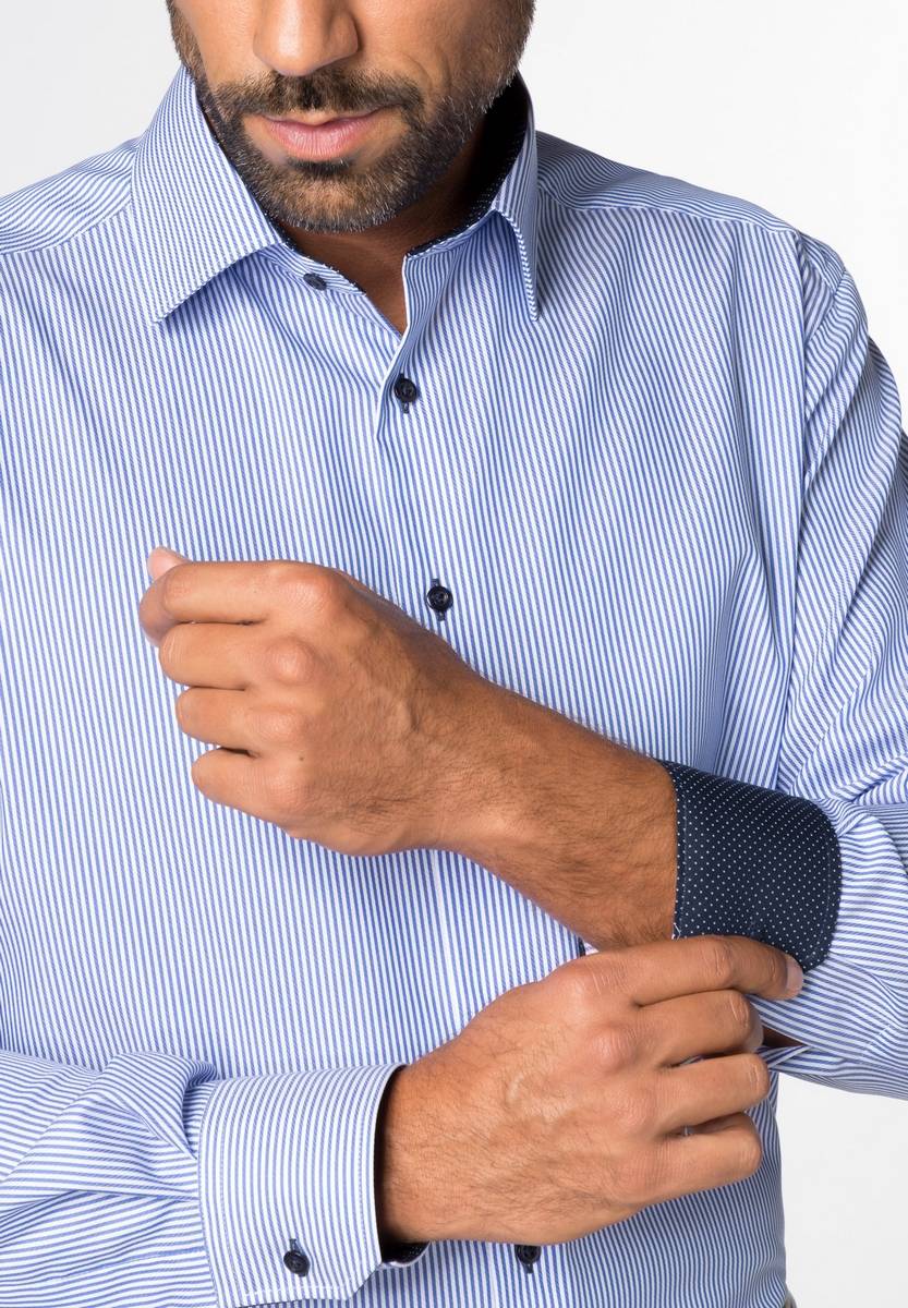 Eterna Camicia a righe azzurro eterna modern fit in cotone twill Offerta settimanale