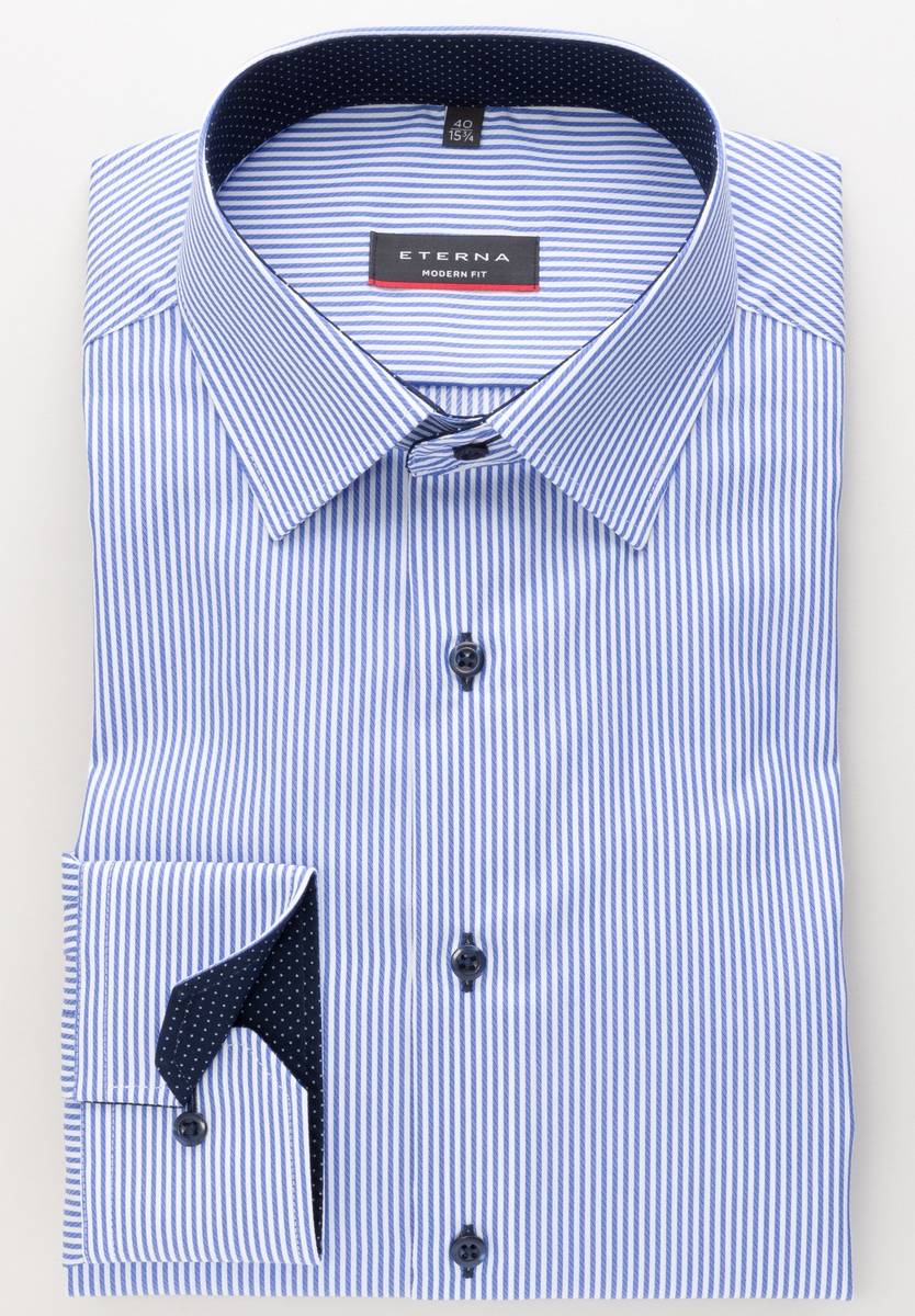 Eterna Camicia a righe azzurro eterna modern fit in cotone twill Offerta settimanale