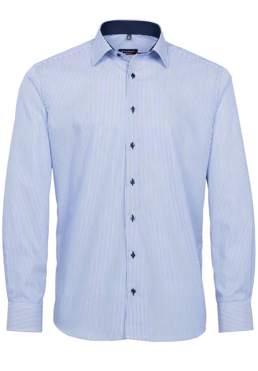 Eterna Camicia a righe azzurro eterna modern fit in cotone twill Offerta settimanale