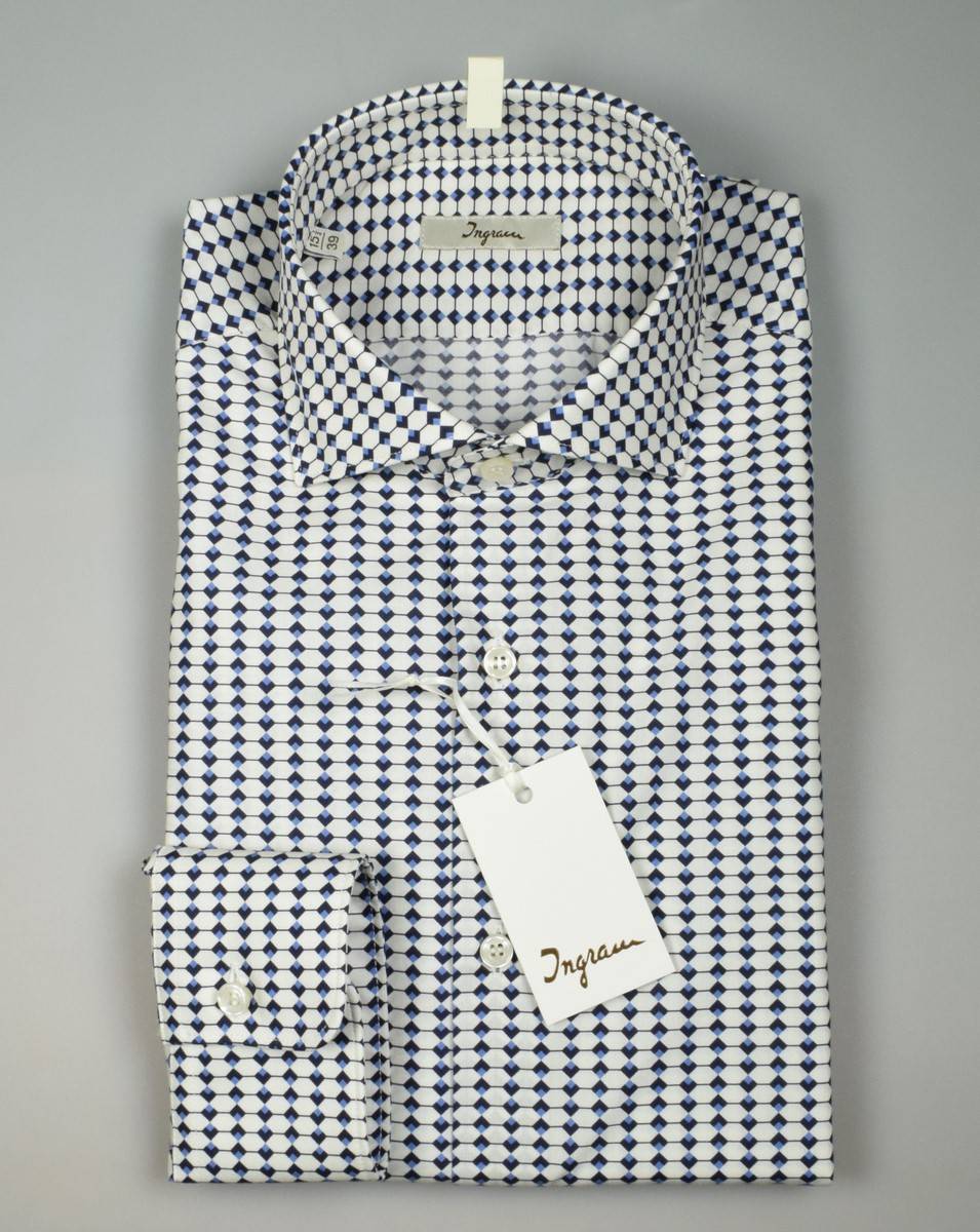 Ingram Camicia ingram slim fit fantasia geometrica puro cotone Ritorno libero