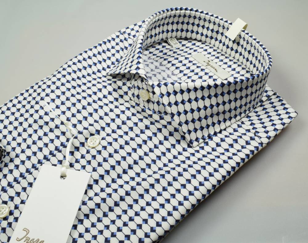 Ingram Camicia ingram slim fit fantasia geometrica puro cotone Ritorno libero