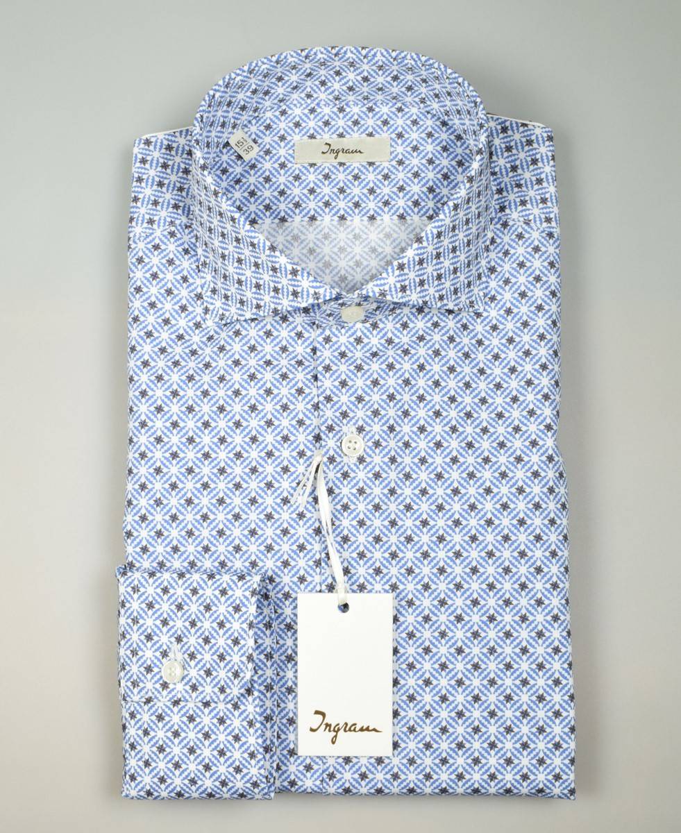 Ingram Camicia ingram in cotone stampato slim fit Rilascio limitato