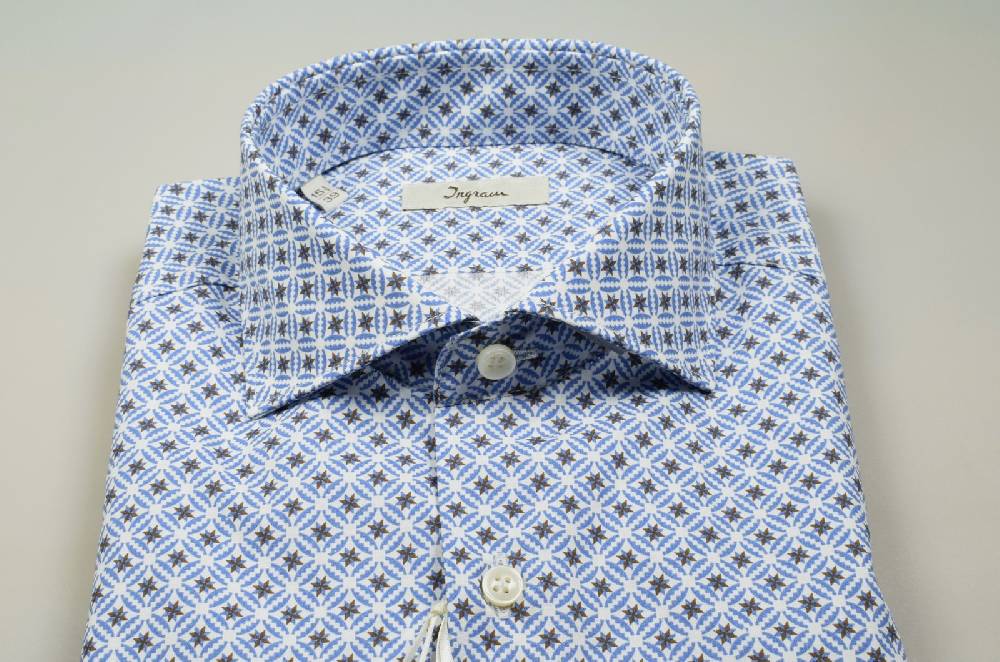 Ingram Camicia ingram in cotone stampato slim fit Rilascio limitato