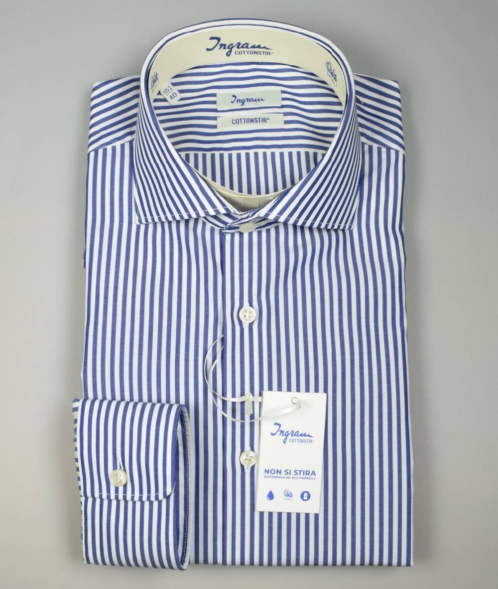 Ingram Camicia ingram no stiro a righe azzurro slim fit ACQUISTA ORA