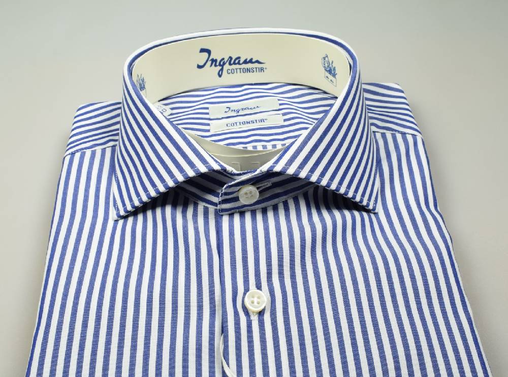 Ingram Camicia ingram no stiro a righe azzurro slim fit ACQUISTA ORA