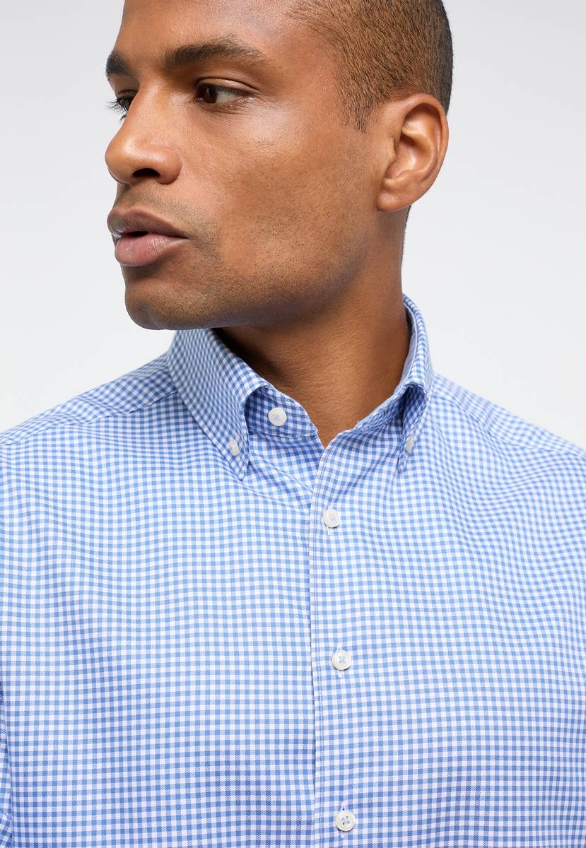 Eterna Camicia a quadretti azzurro eterna modern fit collo button-down Latest stili