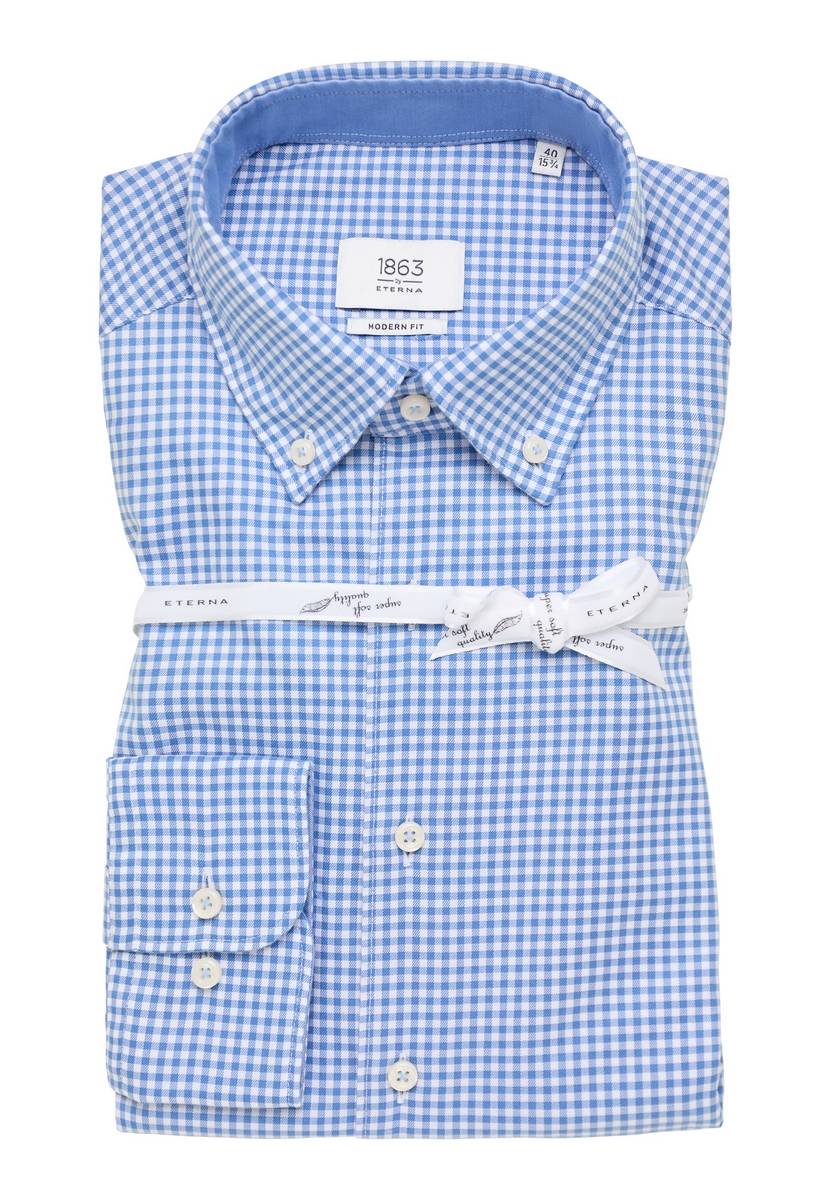 Eterna Camicia a quadretti azzurro eterna modern fit collo button-down Latest stili