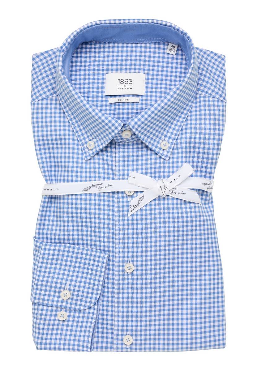 Eterna Camicia a quadretti azzurro eterna slim fit collo button-down Ultimi due giorni