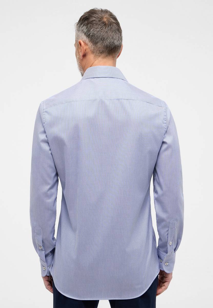 Eterna Camicia a righe azzurro eterna slim fit collo alla francese Ultimo giorno